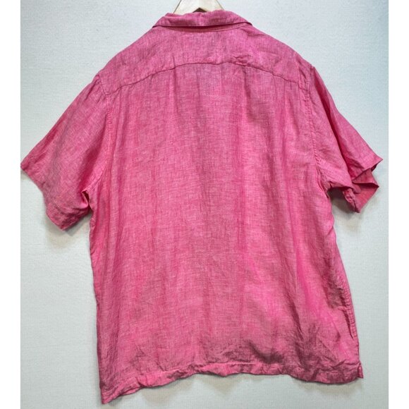 Lands' End Men's Linen Camp Collar Short Sleeve Shirt Sz XL Pink Traditional Fit - Picture 3 of 12